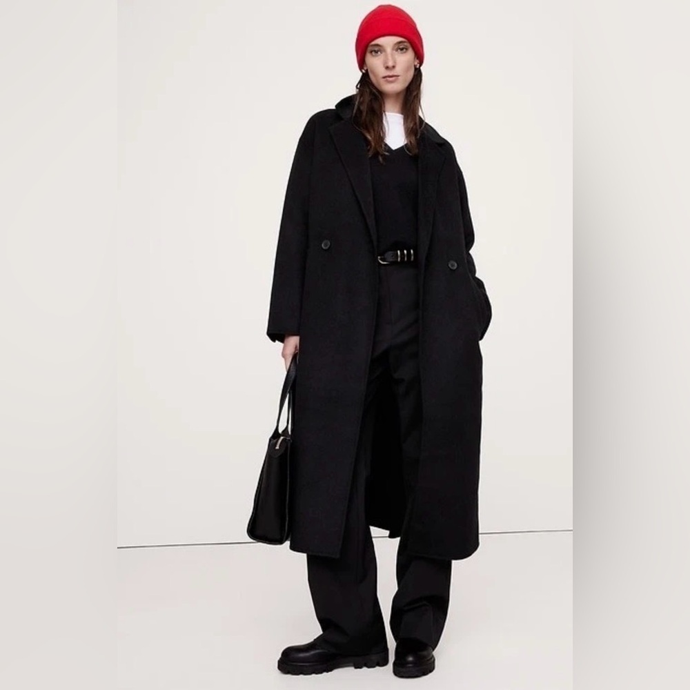 NWT BANANA REPUBLIC Oversized Double Faced wrap Coat Large Petite RTV$320
